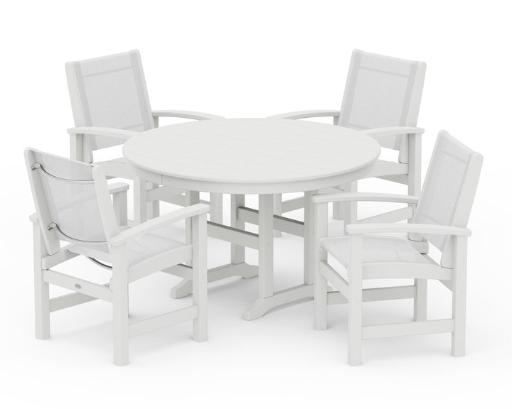 POLYWOOD® Coastal 5-Piece Round Farmhouse Dining Set