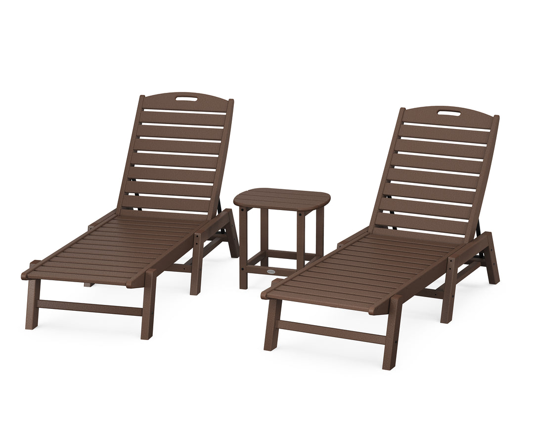 POLYWOOD® Nautical 3-Piece Chaise Lounge Set with South Beach 18" Side Table