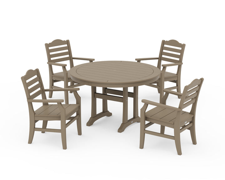POLYWOOD® Savannah 5-Piece Round Dining Set with Trestle Legs