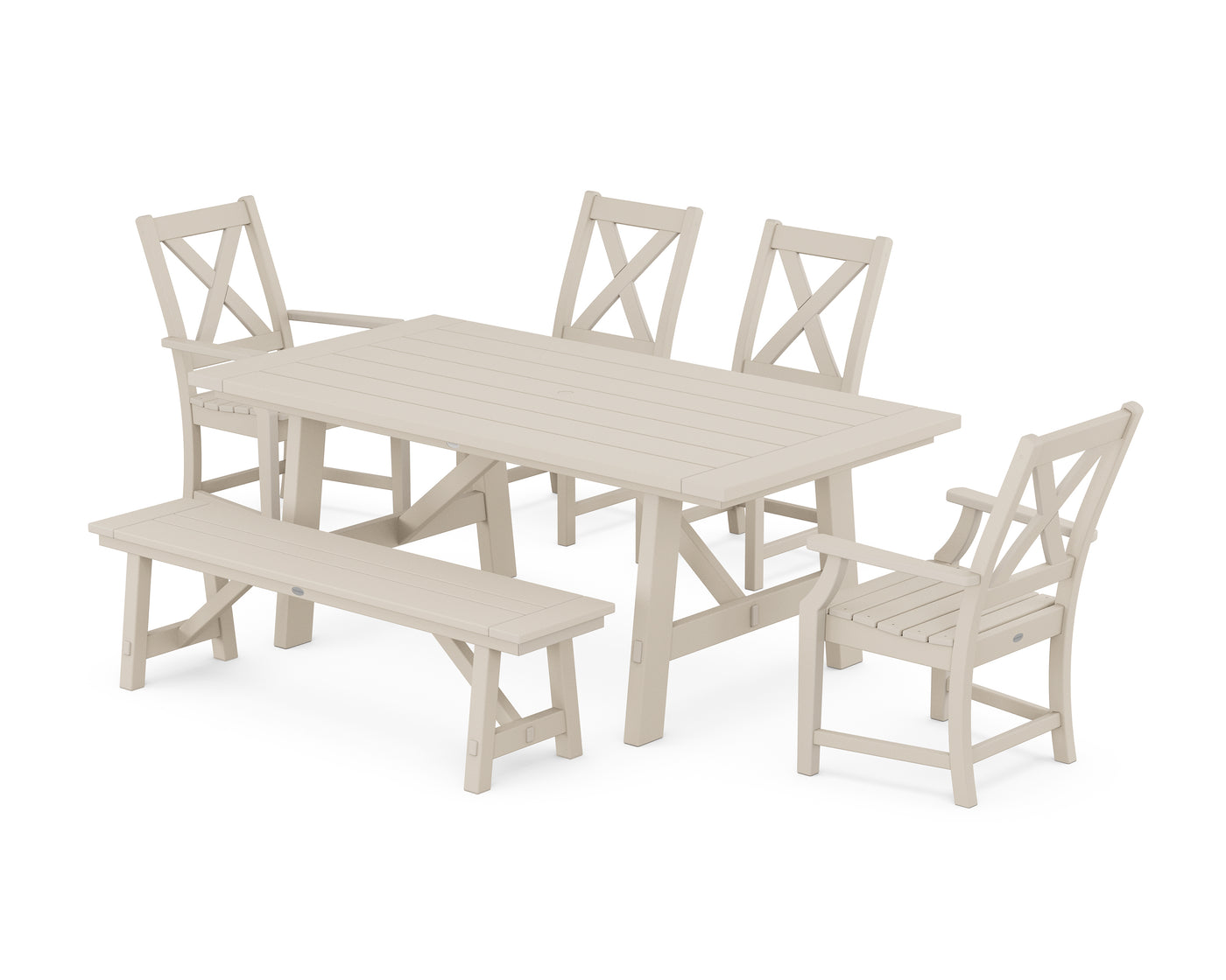 Braxton 6-Piece Rustic Farmhouse Dining Set With Trestle Legs