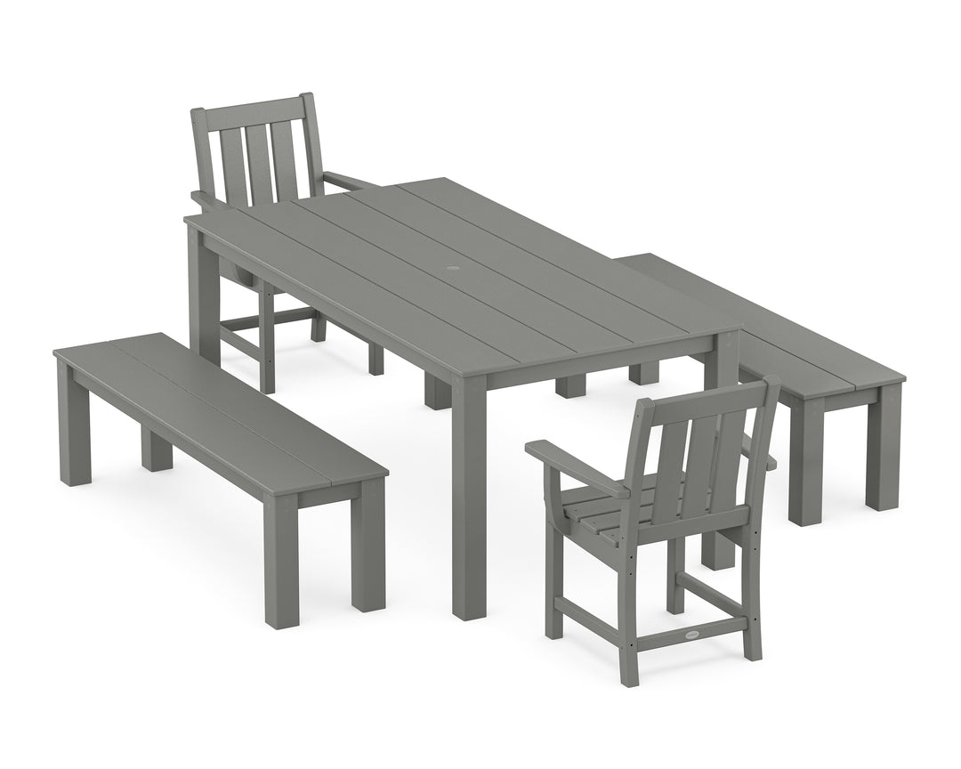 POLYWOOD® Oxford 5-Piece Parsons Dining Set with Benches