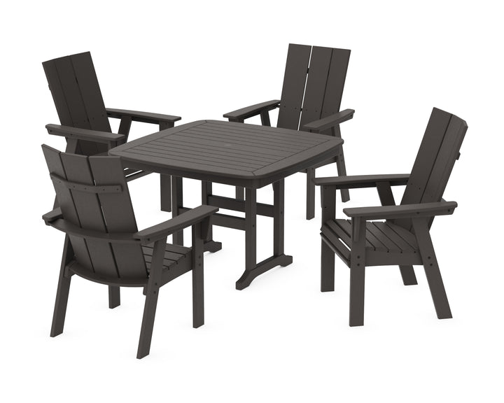POLYWOOD® Modern Curveback Adirondack 5-Piece Dining Set