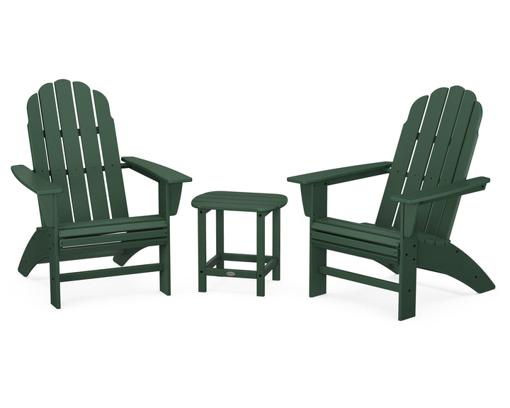 POLYWOOD® Vineyard 3-Piece Curveback Adirondack Set with South Beach 18" Side Table