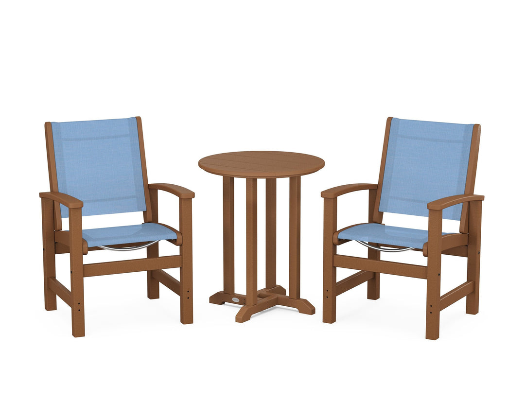 POLYWOOD® Coastal 3-Piece Round Bistro Dining Set