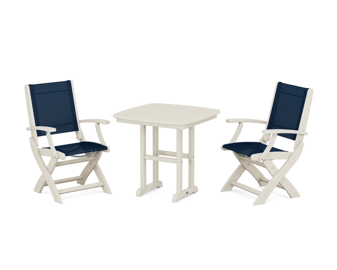 POLYWOOD® Coastal Folding Chair 3-Piece Dining Set