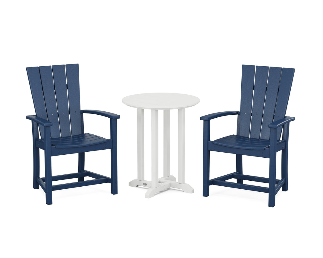 POLYWOOD® Quattro 3-Piece Round Farmhouse Bistro Dining Set