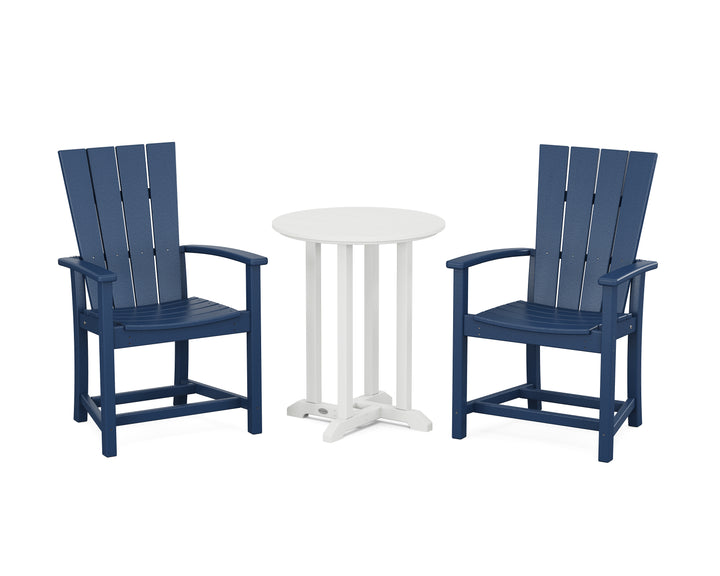POLYWOOD® Quattro 3-Piece Round Farmhouse Bistro Dining Set