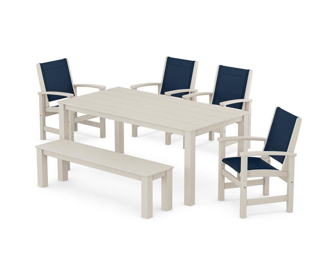 POLYWOOD® Coastal 6-Piece Parsons Dining Set with Bench