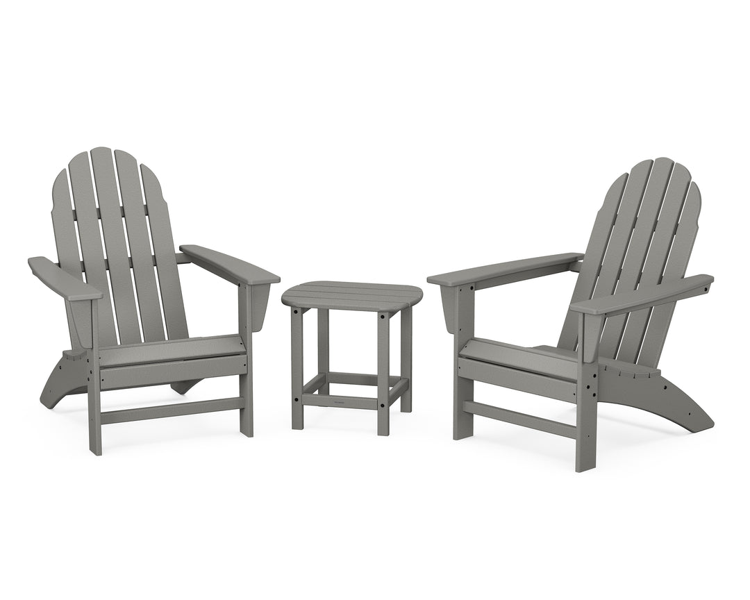 POLYWOOD® Vineyard 3-Piece Adirondack Set with South Beach 18" Side Table