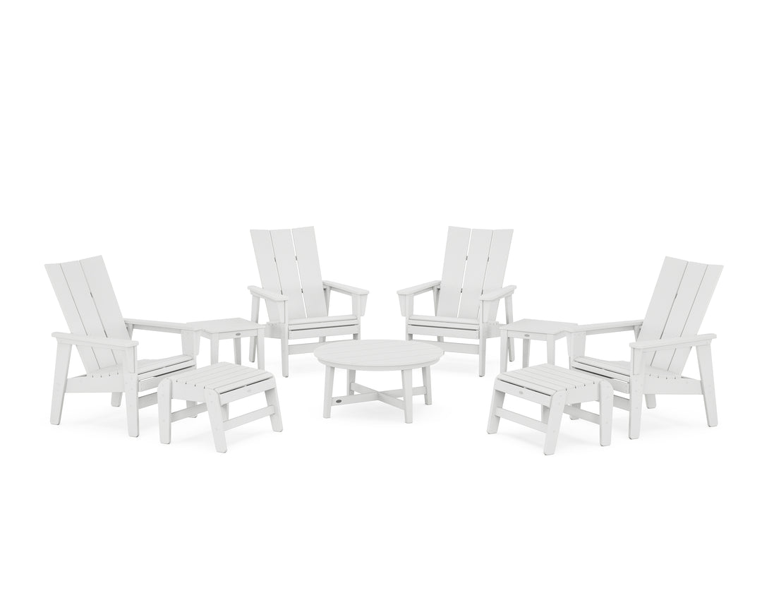 POLYWOOD® Modern Grand Upright Adirondack 9-Piece Conversation Set