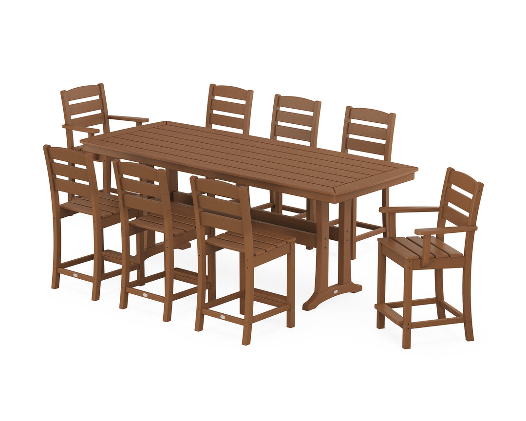 POLYWOOD® Lakeside 9-Piece Counter Set with Trestle Legs