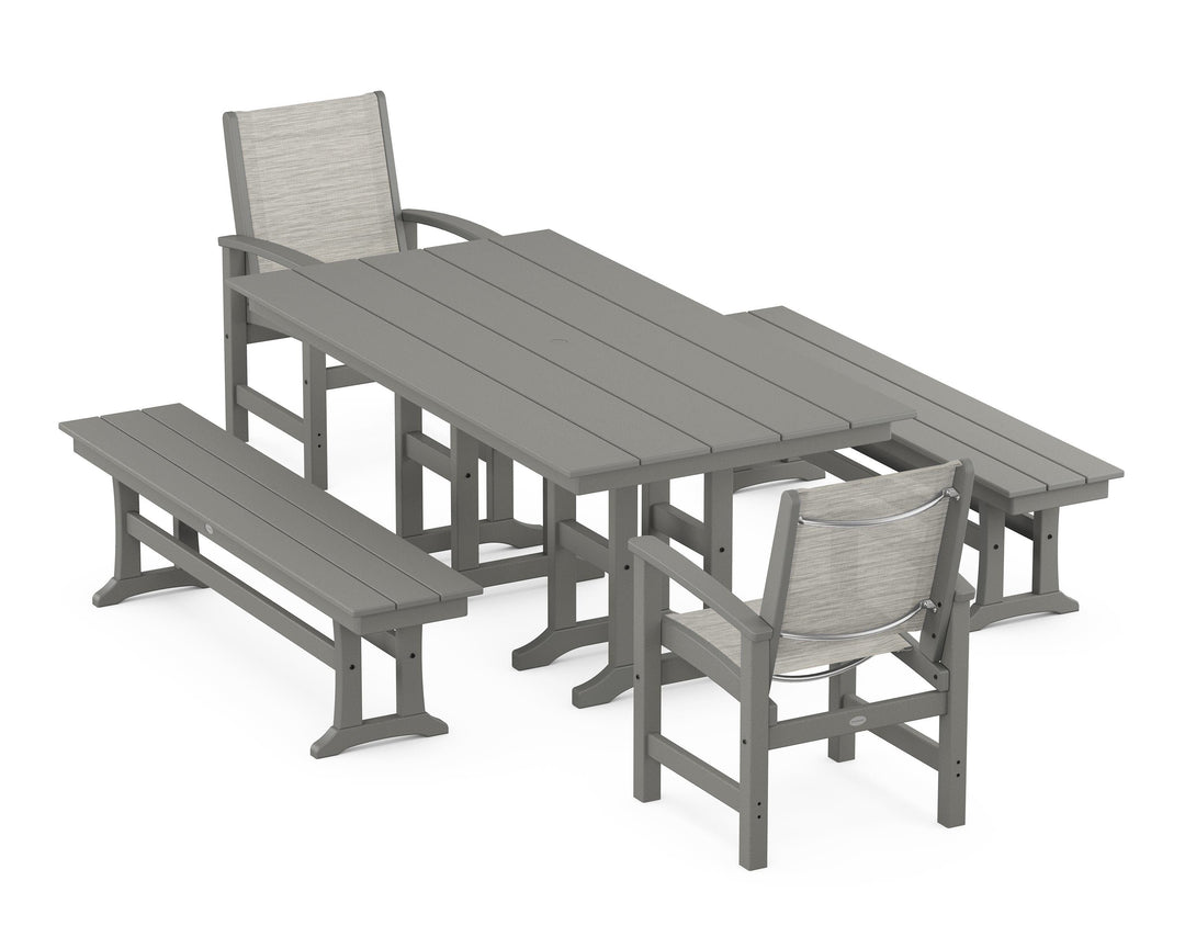 POLYWOOD® Coastal 5-Piece Farmhouse Dining Set