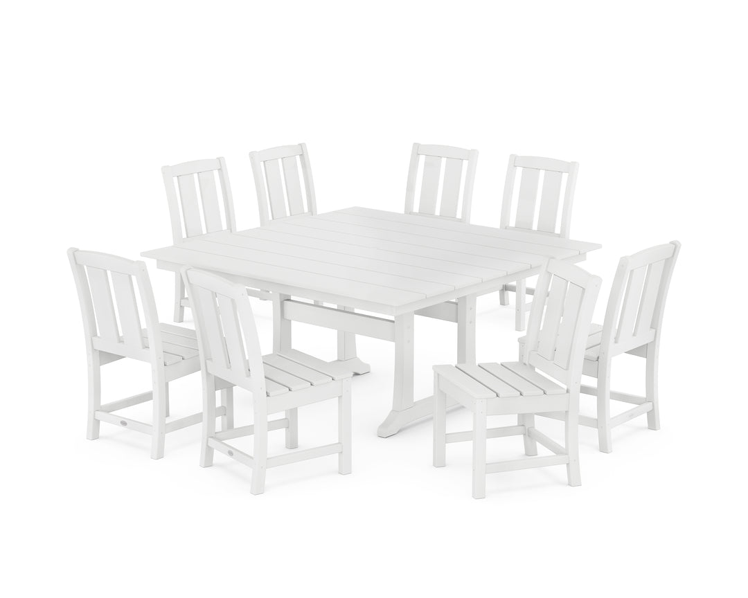 POLYWOOD® Mission Side Chair 9-Piece Square Farmhouse Dining Set with Trestle Legs