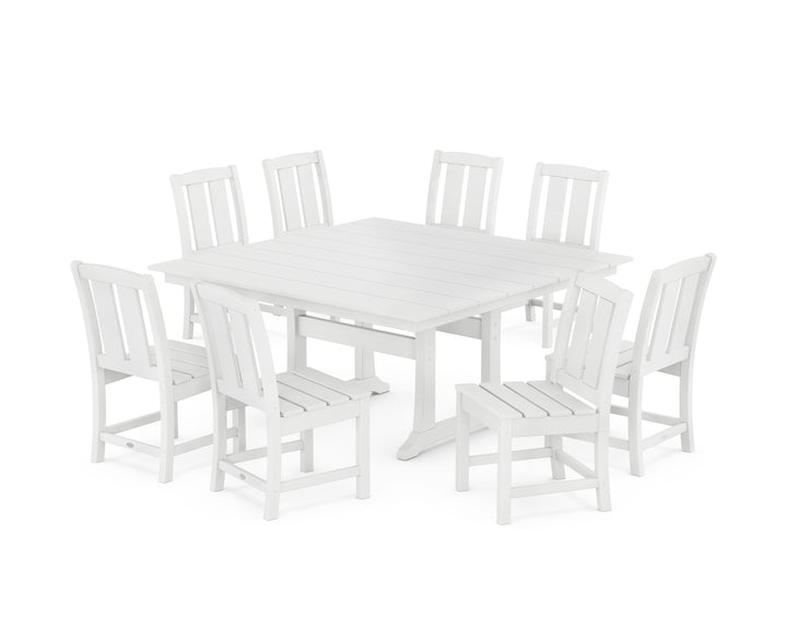 POLYWOOD® Mission Side Chair 9-Piece Square Farmhouse Dining Set with Trestle Legs