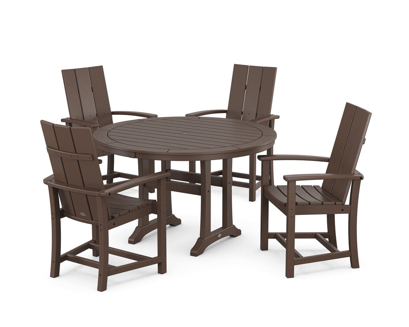 Modern Adirondack 5-Piece Round Dining Set with Trestle Legs