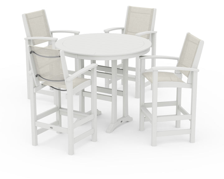 POLYWOOD® Coastal 5-Piece Nautical Trestle Bar Set