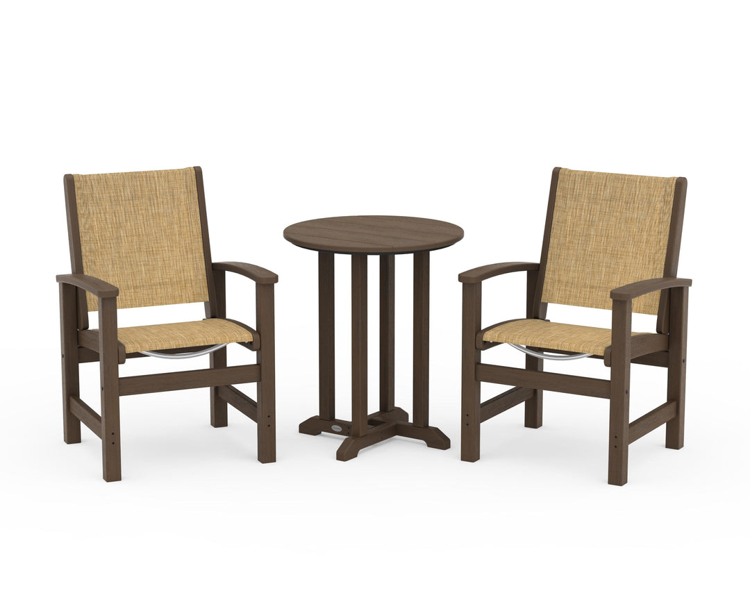 POLYWOOD® Coastal 3-Piece Round Bistro Dining Set