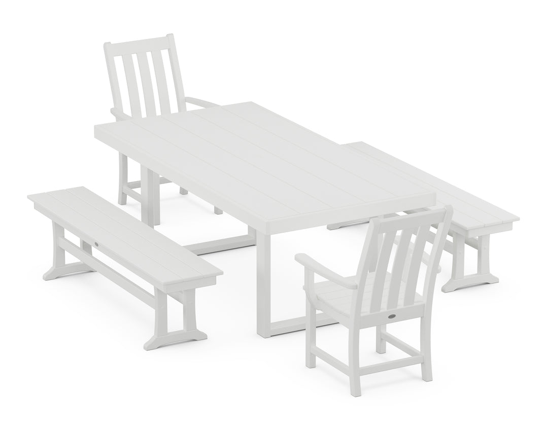 POLYWOOD® Vineyard 5-Piece Dining Set with Benches