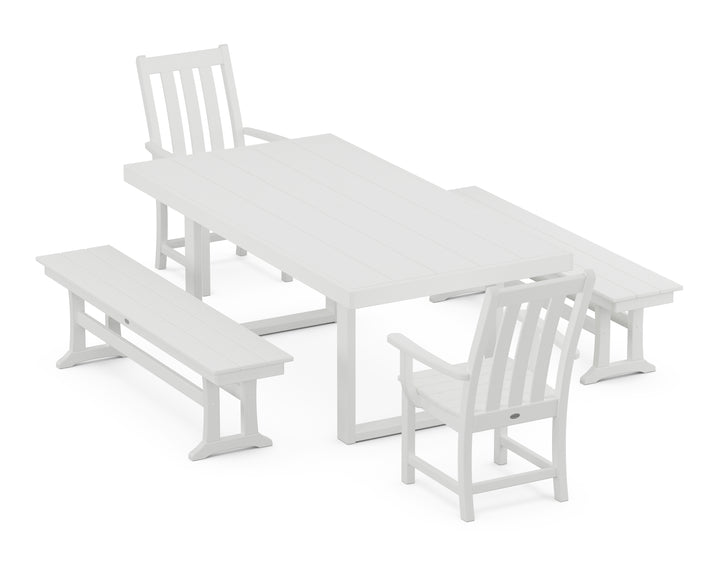 POLYWOOD® Vineyard 5-Piece Dining Set with Benches