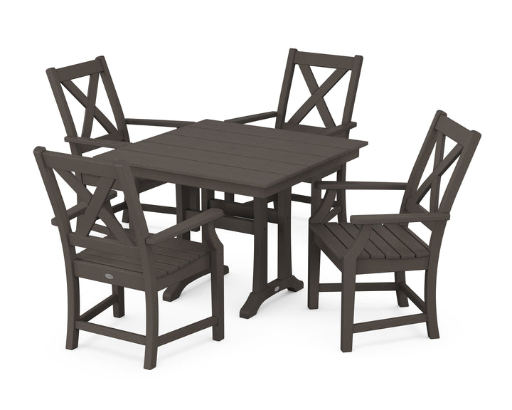 POLYWOOD® Braxton 5-Piece Farmhouse Dining Set With Trestle Legs