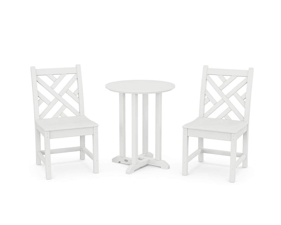 POLYWOOD® Chippendale Side Chair 3-Piece Round Bistro Dining Set