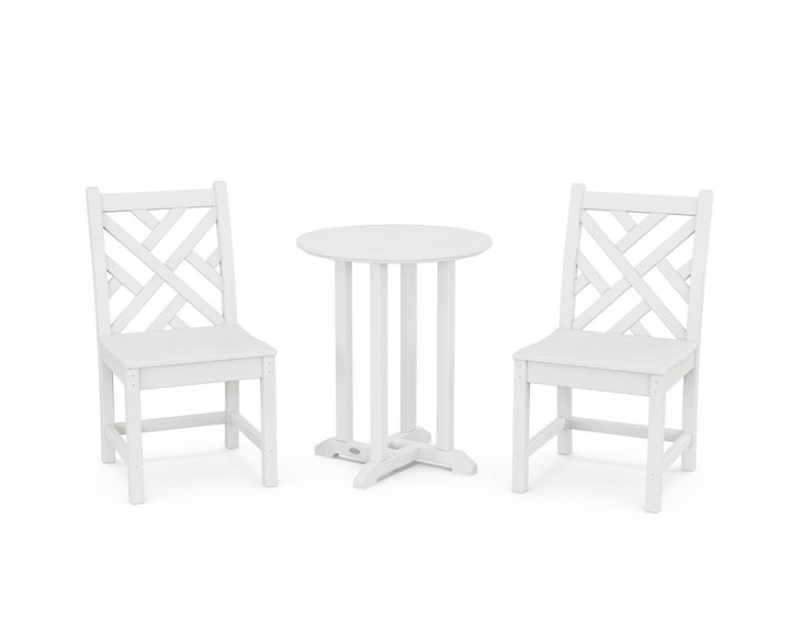 POLYWOOD® Chippendale Side Chair 3-Piece Round Bistro Dining Set