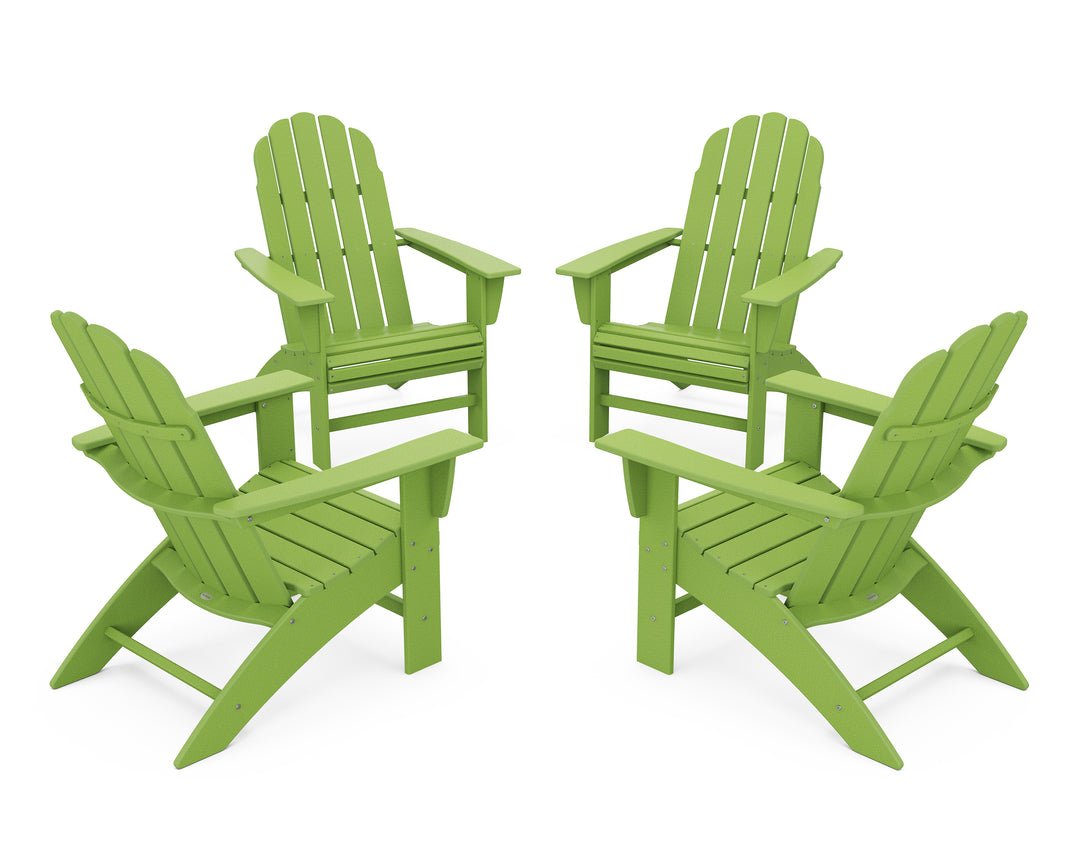 POLYWOOD® 4-Piece Vineyard Curveback Adirondack Chair Conversation Set