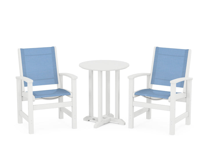 POLYWOOD® Coastal 3-Piece Round Bistro Dining Set