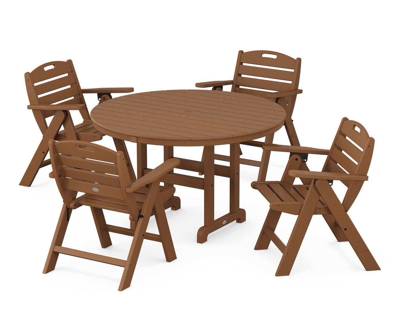 Nautical Folding Lowback Chair 5-Piece Round Farmhouse Dining Set