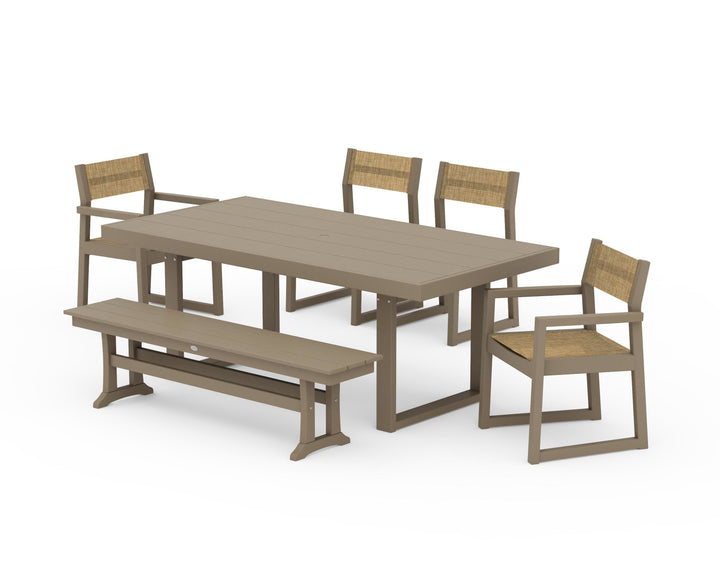 POLYWOOD® EDGE Sling 6-Piece Dining Set with Bench