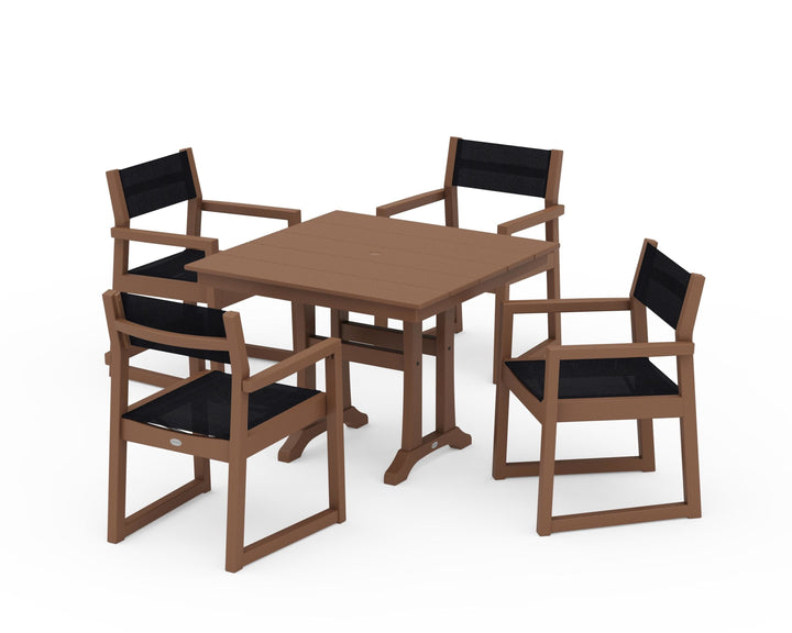 POLYWOOD® EDGE Sling 5-Piece Farmhouse Dining Set with Trestle Legs