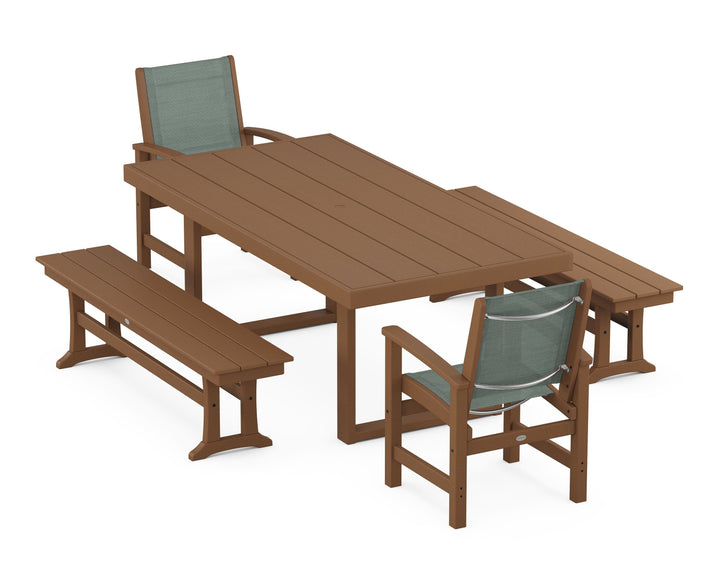 POLYWOOD® Coastal 5-Piece Dining Set with Trestle Legs