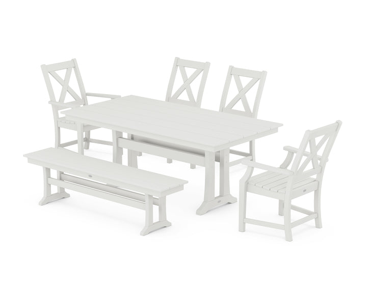 POLYWOOD® Braxton 6-Piece Farmhouse Dining Set With Trestle Legs
