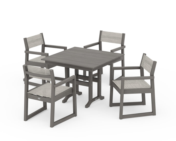 POLYWOOD® EDGE Sling Arm Chair 5-Piece Farmhouse Dining Set