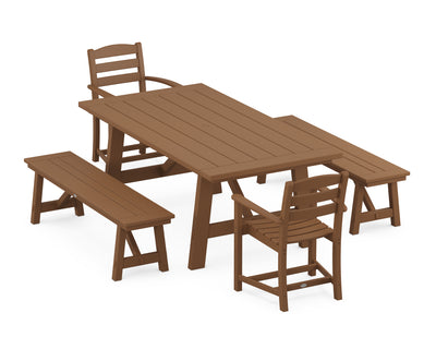 La Casa CafŽ 5-Piece Rustic Farmhouse Dining Set With Benches