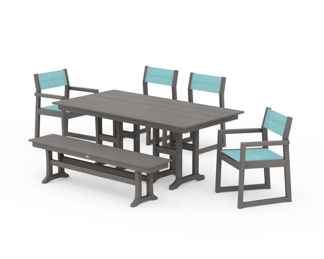POLYWOOD® EDGE Sling 6-Piece Farmhouse Dining Set