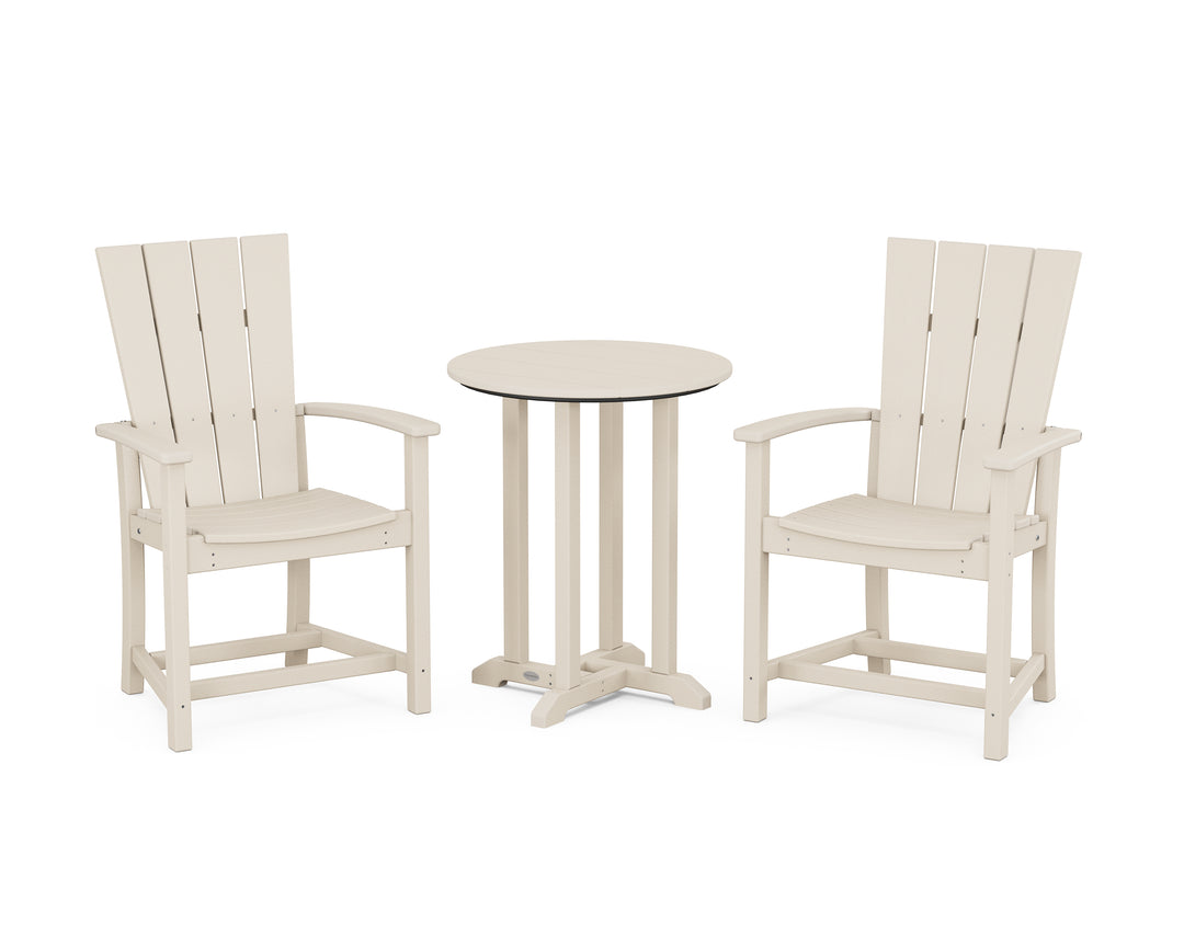 POLYWOOD® Quattro 3-Piece Round Farmhouse Bistro Dining Set