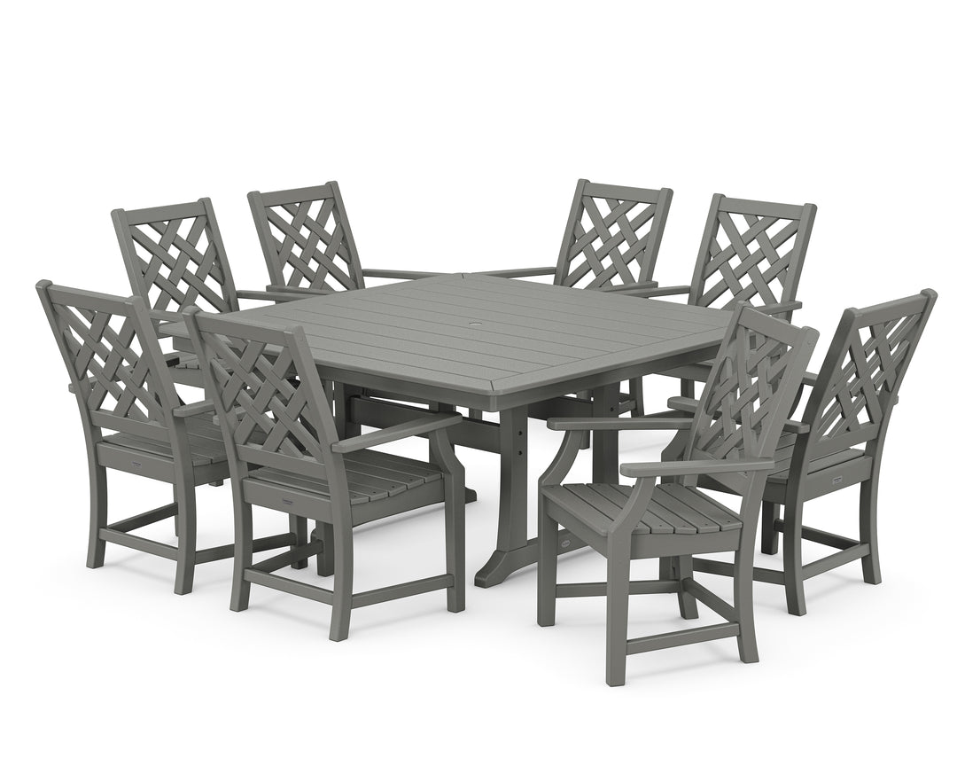 Country Living Wovendale 9-Piece Square Dining Set with Trestle Legs
