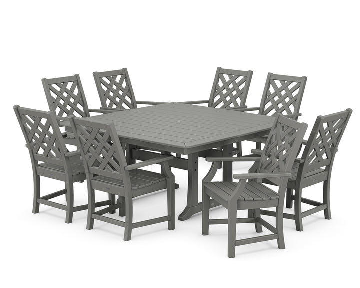 Country Living Wovendale 9-Piece Square Dining Set with Trestle Legs
