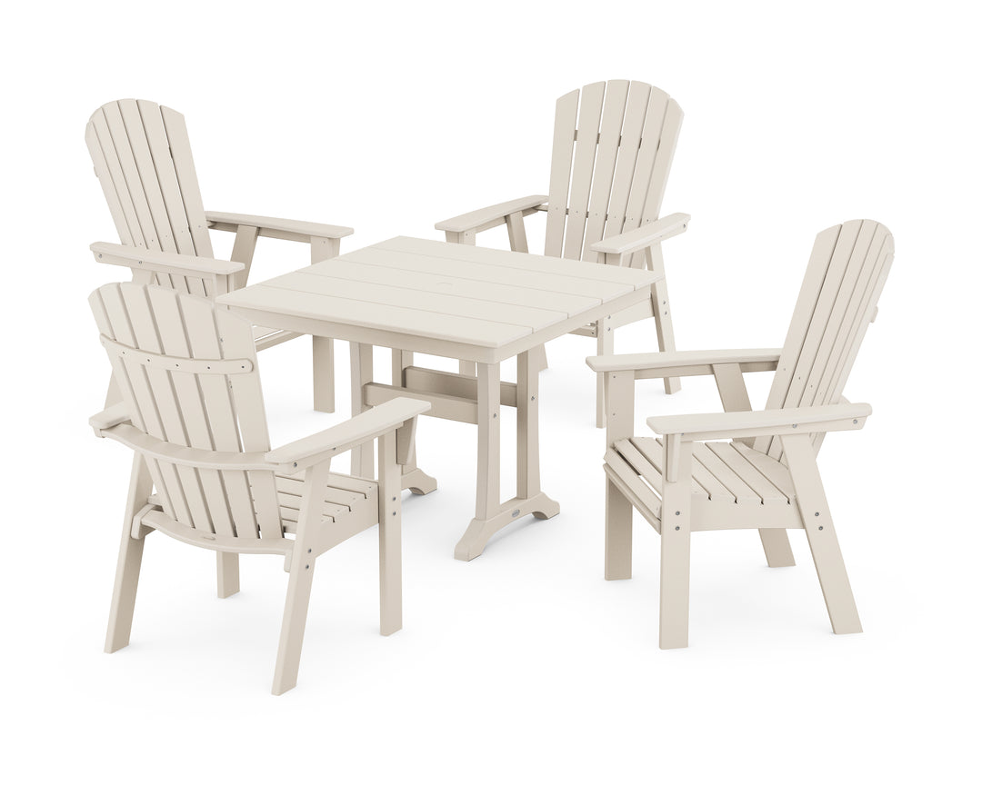 POLYWOOD® Nautical Adirondack 5-Piece Farmhouse Dining Set With Trestle Legs