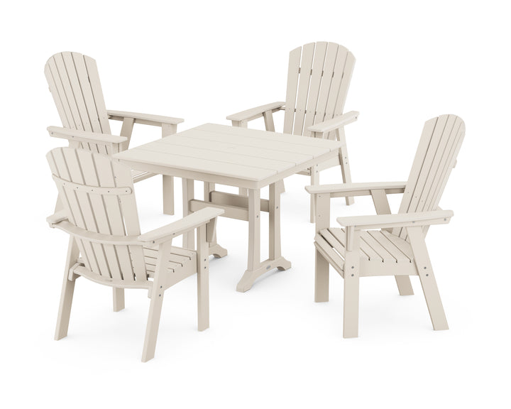 POLYWOOD® Nautical Adirondack 5-Piece Farmhouse Dining Set With Trestle Legs