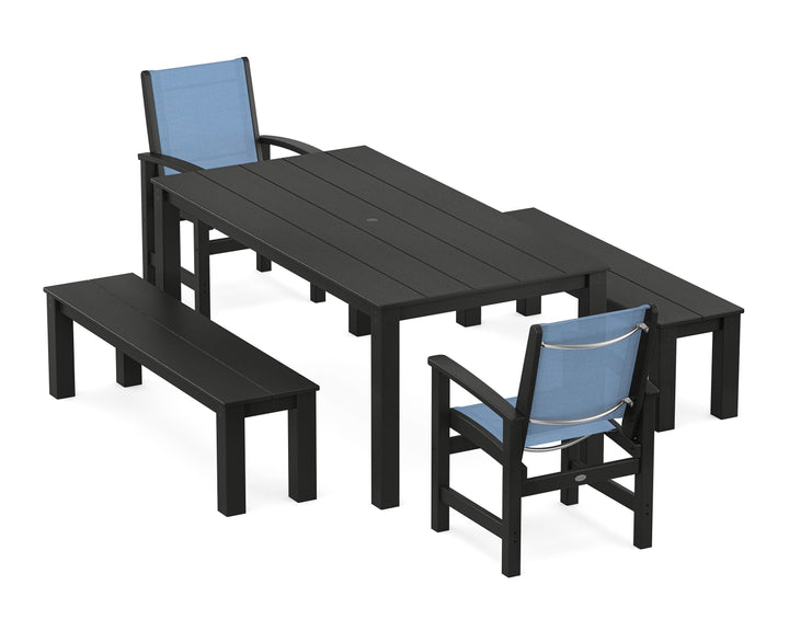 POLYWOOD® Coastal 5-Piece Parsons Dining Set with Benches