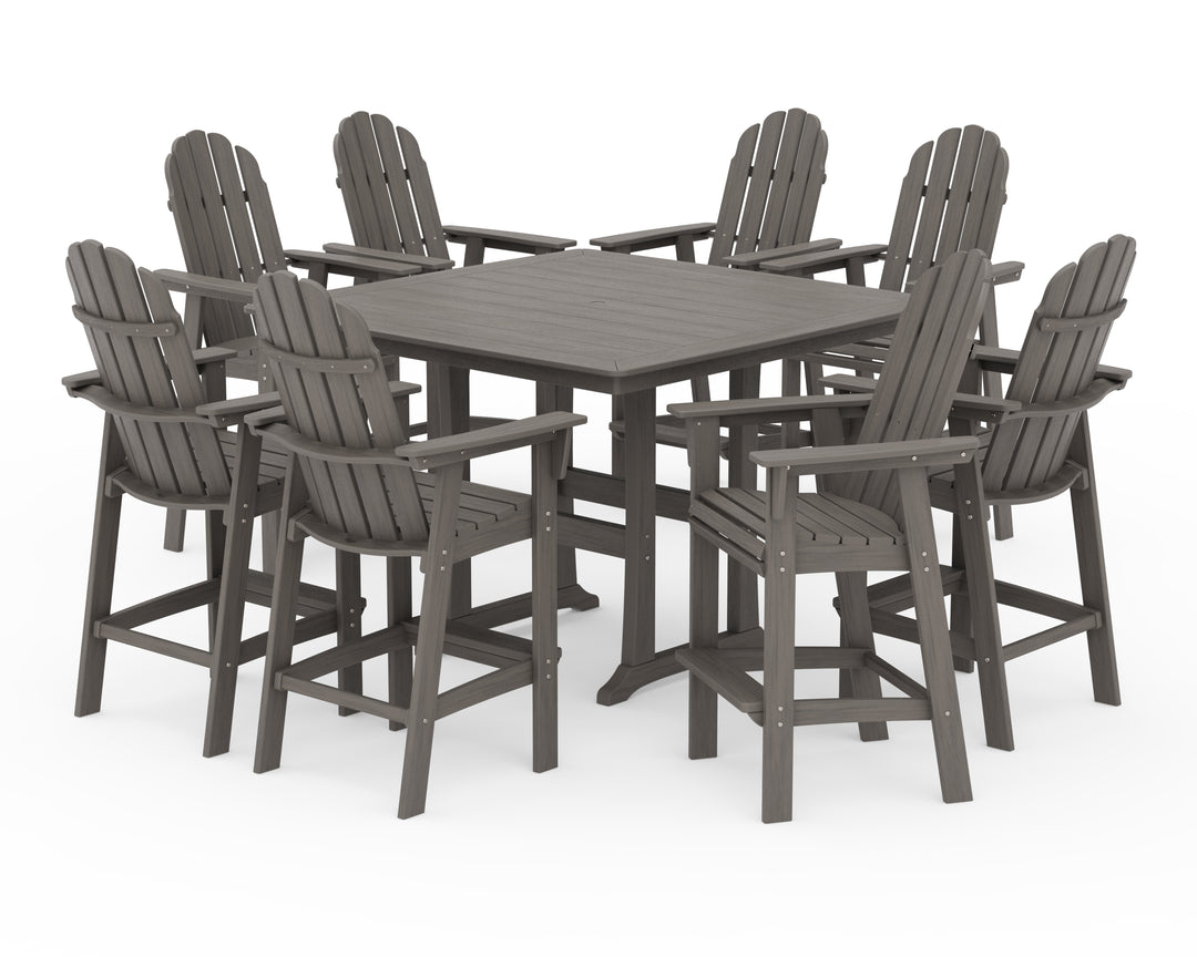 POLYWOOD® Vineyard Curveback Adirondack 9-Piece Trestle Bar Set