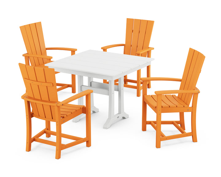 POLYWOOD® Quattro 5-Piece Farmhouse Dining Set With Trestle Legs