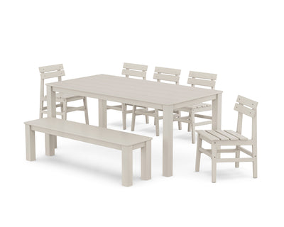 Modern Studio Plaza Chair 7-Piece Parsons Dining Set with Bench