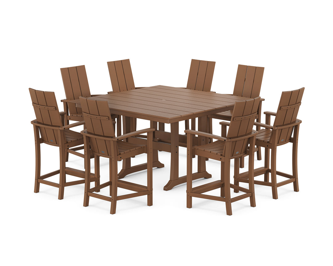 POLYWOOD® Modern Adirondack 9-Piece Farmhouse Trestle Counter Set