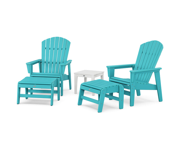 POLYWOOD® 5-Piece Nautical Grand Upright Adirondack Set with Ottomans and Side Table