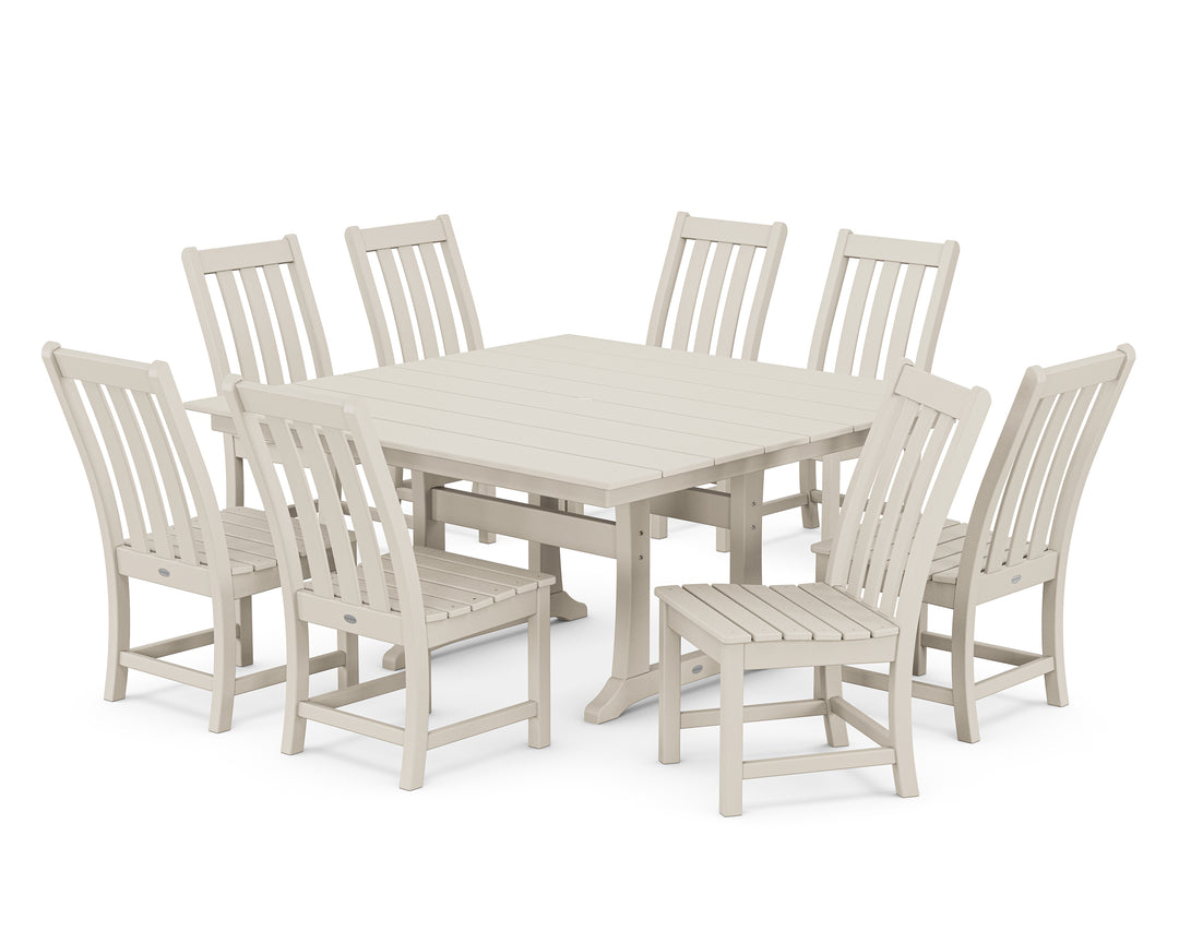 POLYWOOD® Vineyard 9-Piece Farmhouse Trestle Dining Set