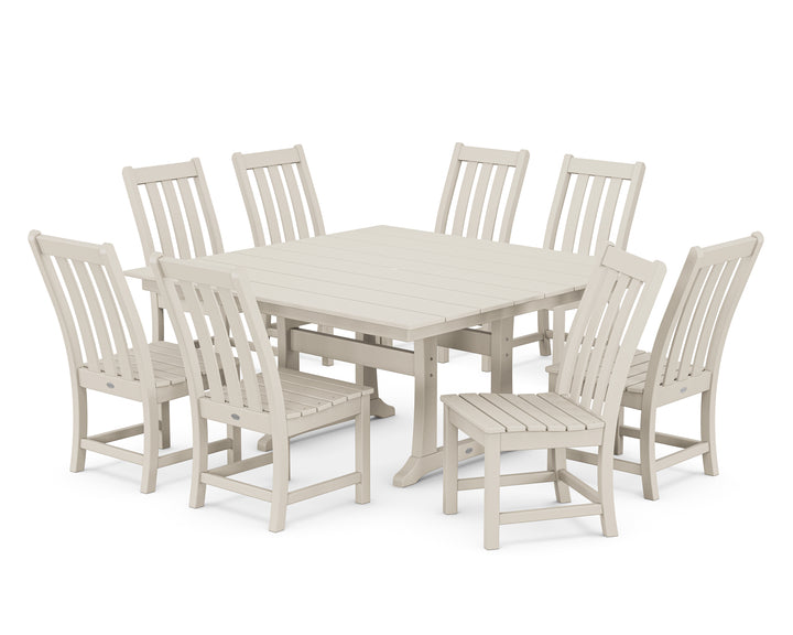 POLYWOOD® Vineyard 9-Piece Farmhouse Trestle Dining Set