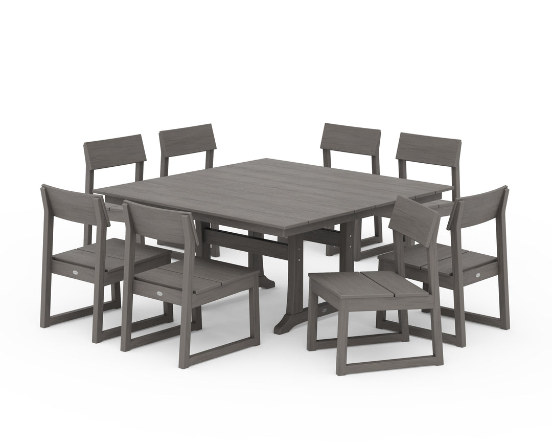 POLYWOOD® EDGE 9-Piece Farmhouse Trestle Dining Set